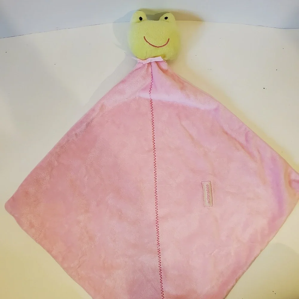 Carter's Precious Firsts (2011) Baby Security Blanket Adorable Pink & Green Frog